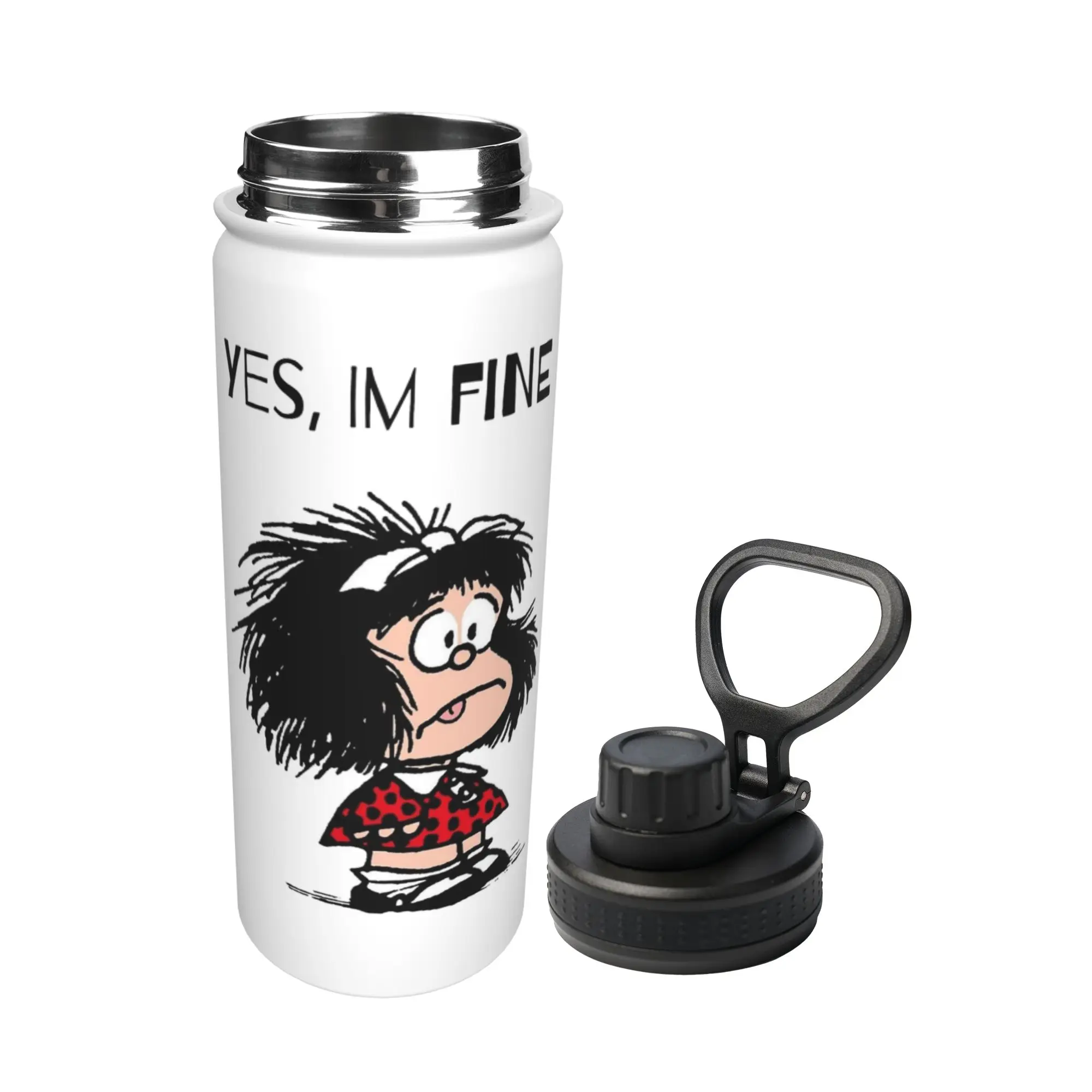 Cartoon M-Mafaldas 18OZ Sports Insulated Kettle Comics Thermal Cup Vacuum Flask Double Wall Mug Water Bottle