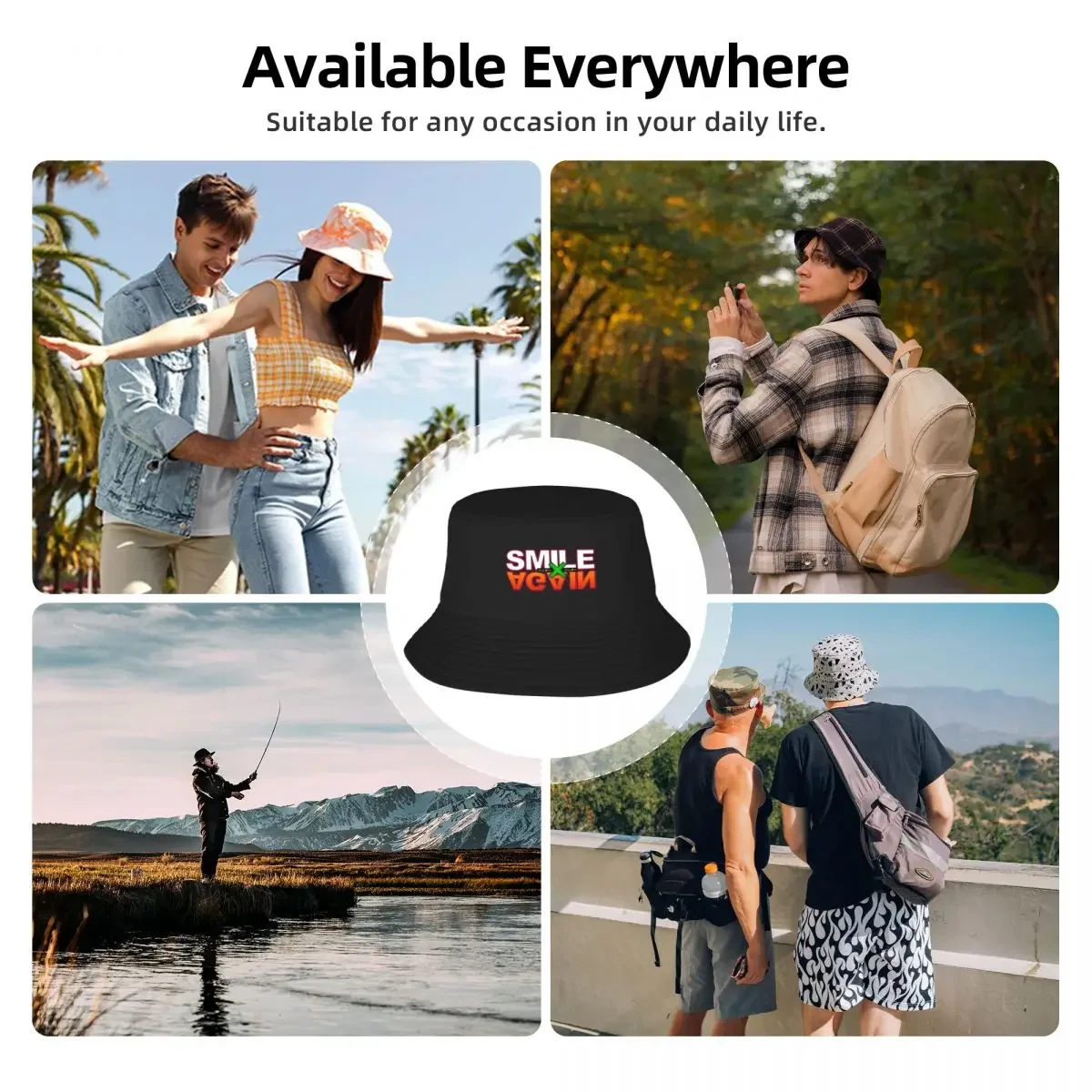 YOU CAN SMILE AGAIN Bucket Hat |-F-| beach hat Rave Hat Man For Girls Men's image 6