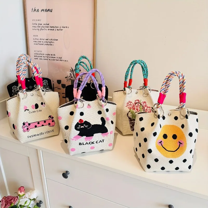 

1 шт., вязаная сумка, нишевая дизайнерская сумка-ведро, большая сумка, повседневная универсальная сумка на плечо, тканая портативная сумка