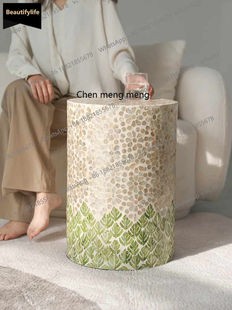 B456 French living room, shell edge table, high-end art corner table, designer sofa, coffee table, light luxury creativity