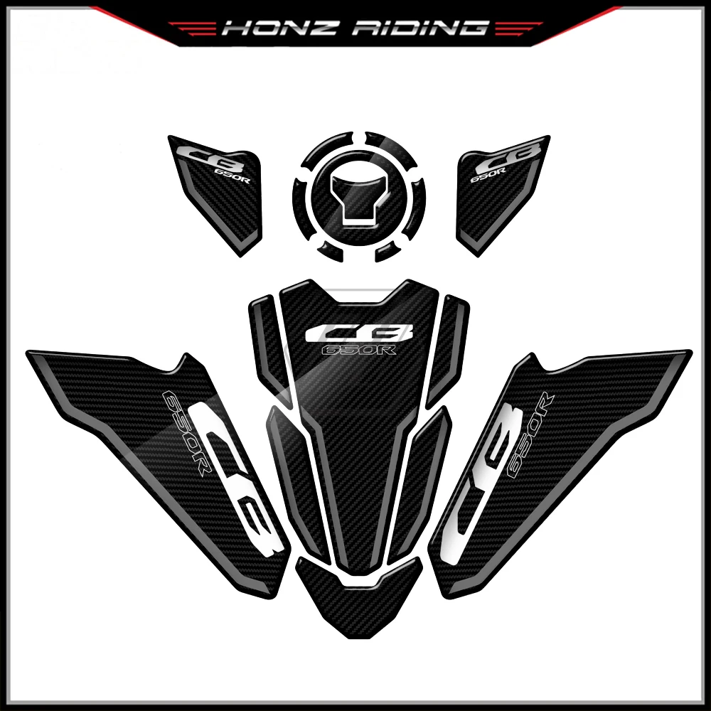 

For Honda CB650R 2021-2022 3D Carbon-look Triple Yoke Defender Sticker Tank Pad Decals