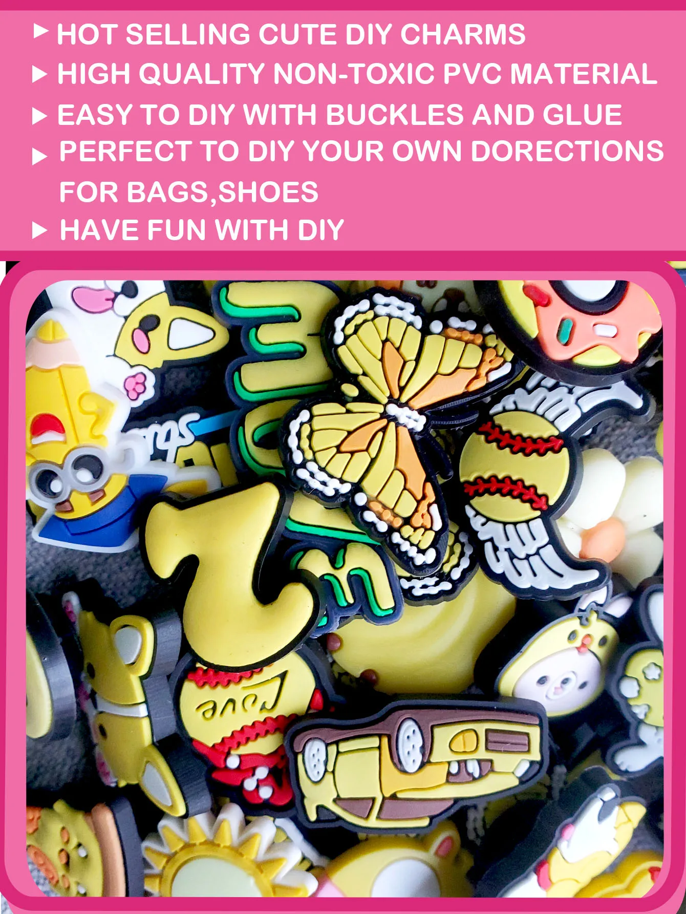 عشوائي 10-30 قطعة سلسلة الأحذية الصفراء السحر للأحذية مفتاح سلسلة الصنادل أكياس الشاطئ ، DIY بها بنفسك زينة الأحذية اكسسوارات دبابيس الأحذية