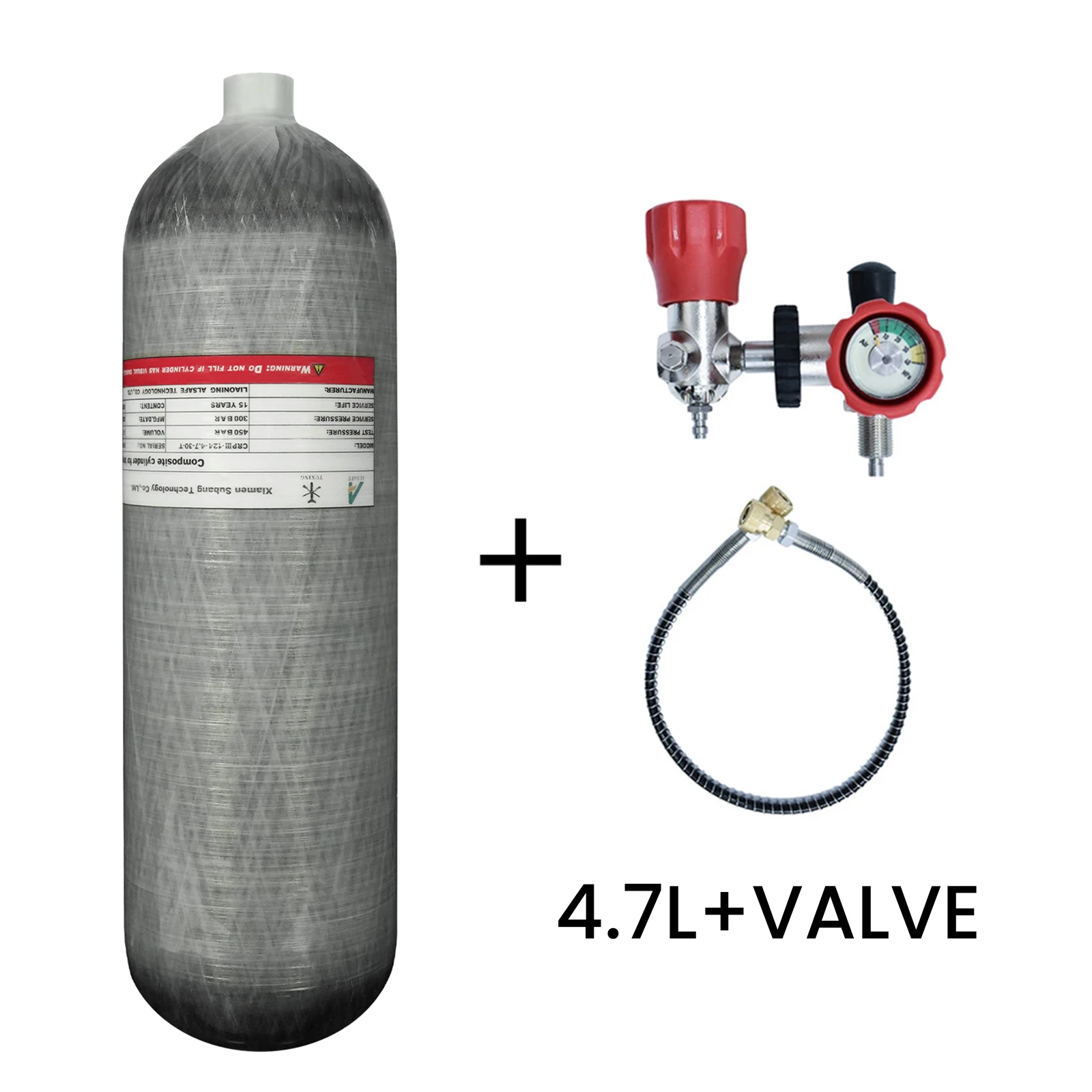 TUXING-tanque de alta presión con estación de llenado, cilindro de fibra de carbono, 4500PSI, 300bar, 4,7 L, HPA, estación de carga de buceo, M18 x 1,5