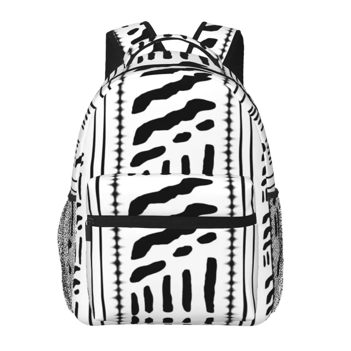 

White And Black African Cultural Design Backpack Student BookBag Children School Bag Laptop Shoulder Bags for Men Women