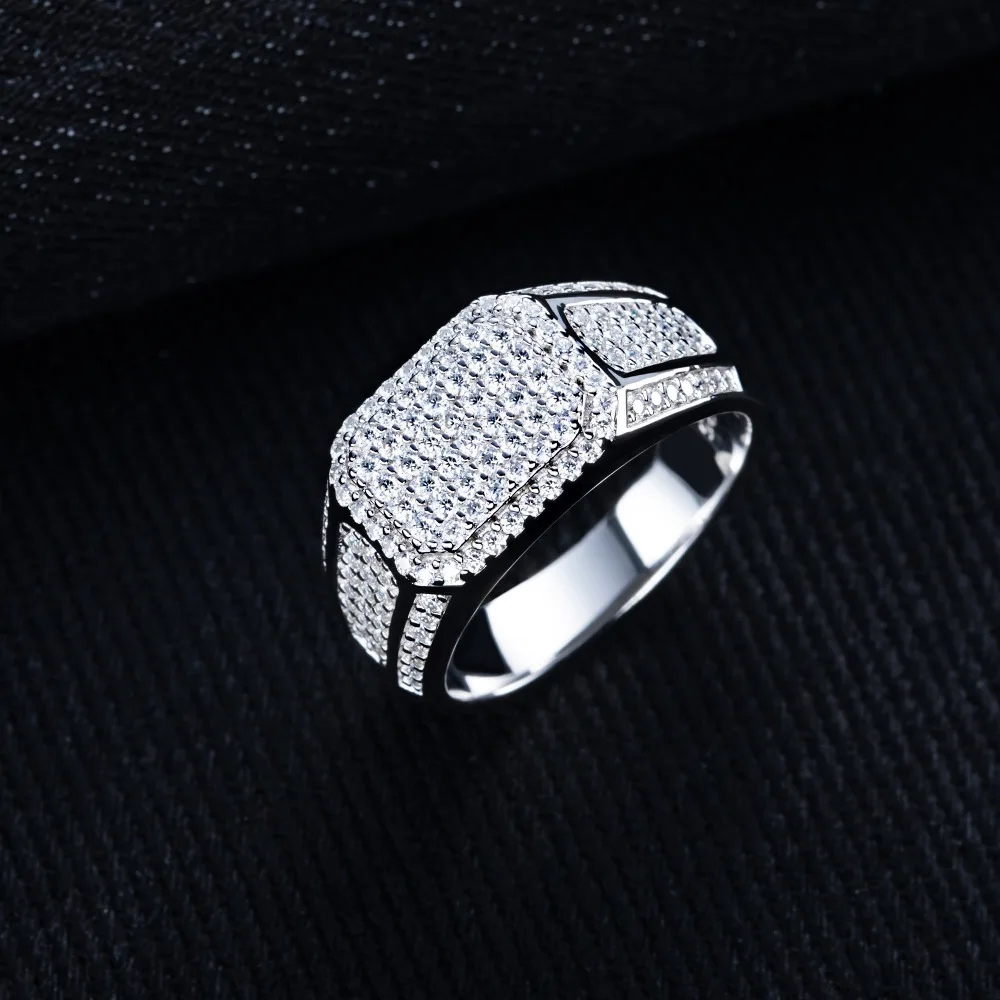 

Luxury Sparkling Full Moissanite Engagement Ring - 925 Sterling Silver Men's Rings & Bridal Wedding Band Party Jewelry Gift