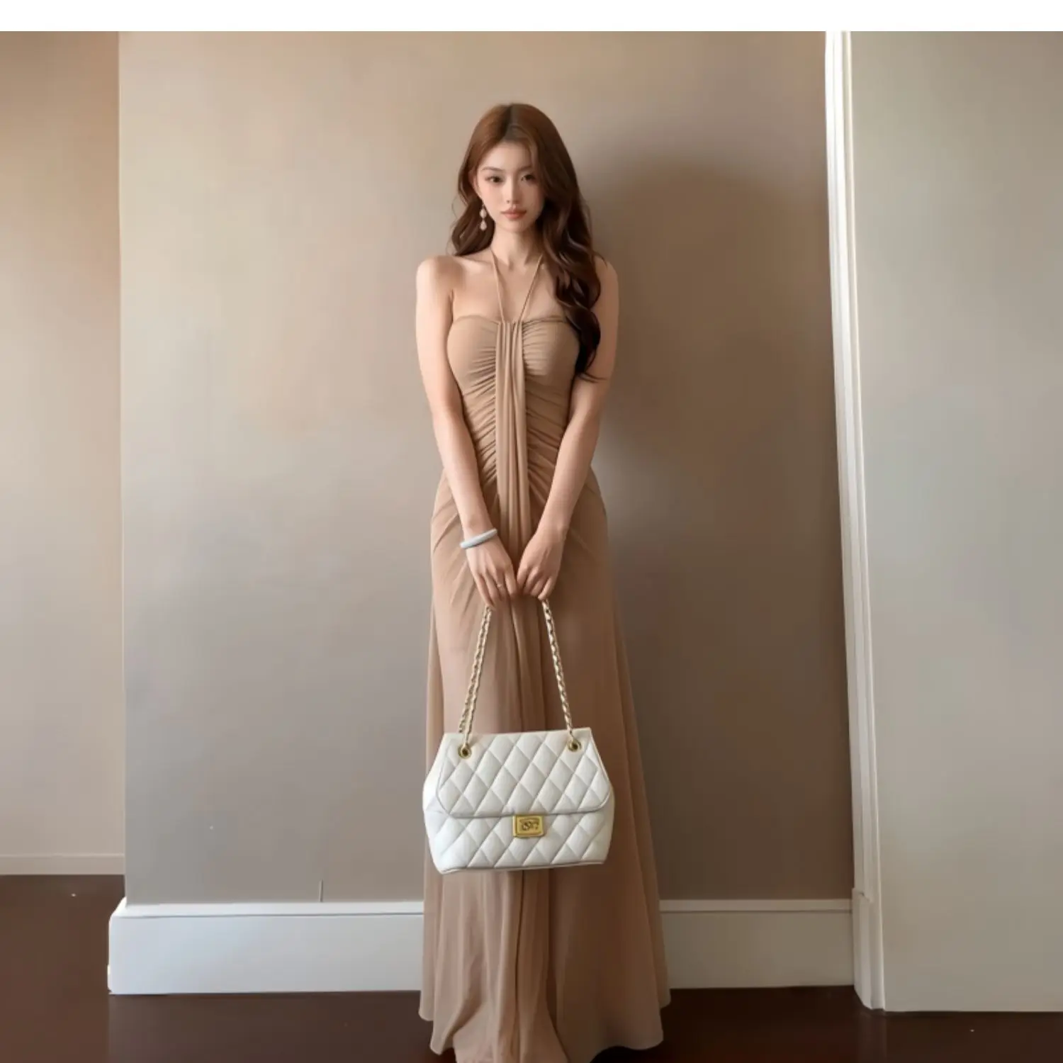 Elegant Off-Shoulder Lace Long Dress Women's Slimming Waist Design Party Dress Casual H-Shape Mid-Thick Three-Quarter Sleeve