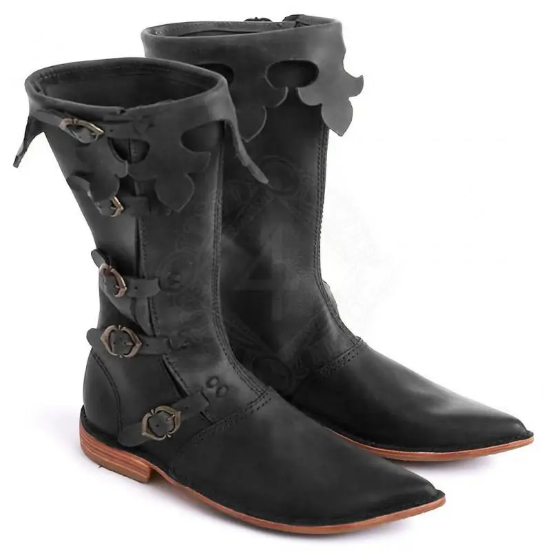 Unisex PU-Leder Stiefel mit Muschelkante, Mehrfach-Schnallenverschluss, Spitzer Zeh, Edgy Street Style, Party- und Festtagsschuhe 2026 – Detail 5