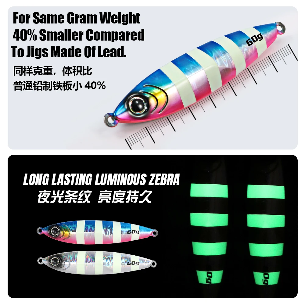 JIGGING PRO 40g 60g Wolframowy Jig do Dalekich Rzutów, Metalowy Jig, Przynęta do Slow Jiggingu, Przynęta do Wędkarstwa Morskiego — zdjęcie 6