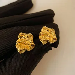 Nugget stud earrings for women stainless steel small irregular earrings minimalist elegant stainless steel jewelry