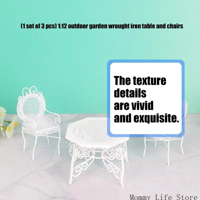 

3 шт. миниатюрные кукольные домики садовые железные стулья и набор столов 1/12 реалистичные аксессуары для уличной сцены