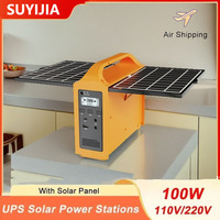 100W Power Station 220V 110V Power Supply Solar Generator Portable Power Bank LiFePo4 Battery With Solar Panel Outdoor Camping