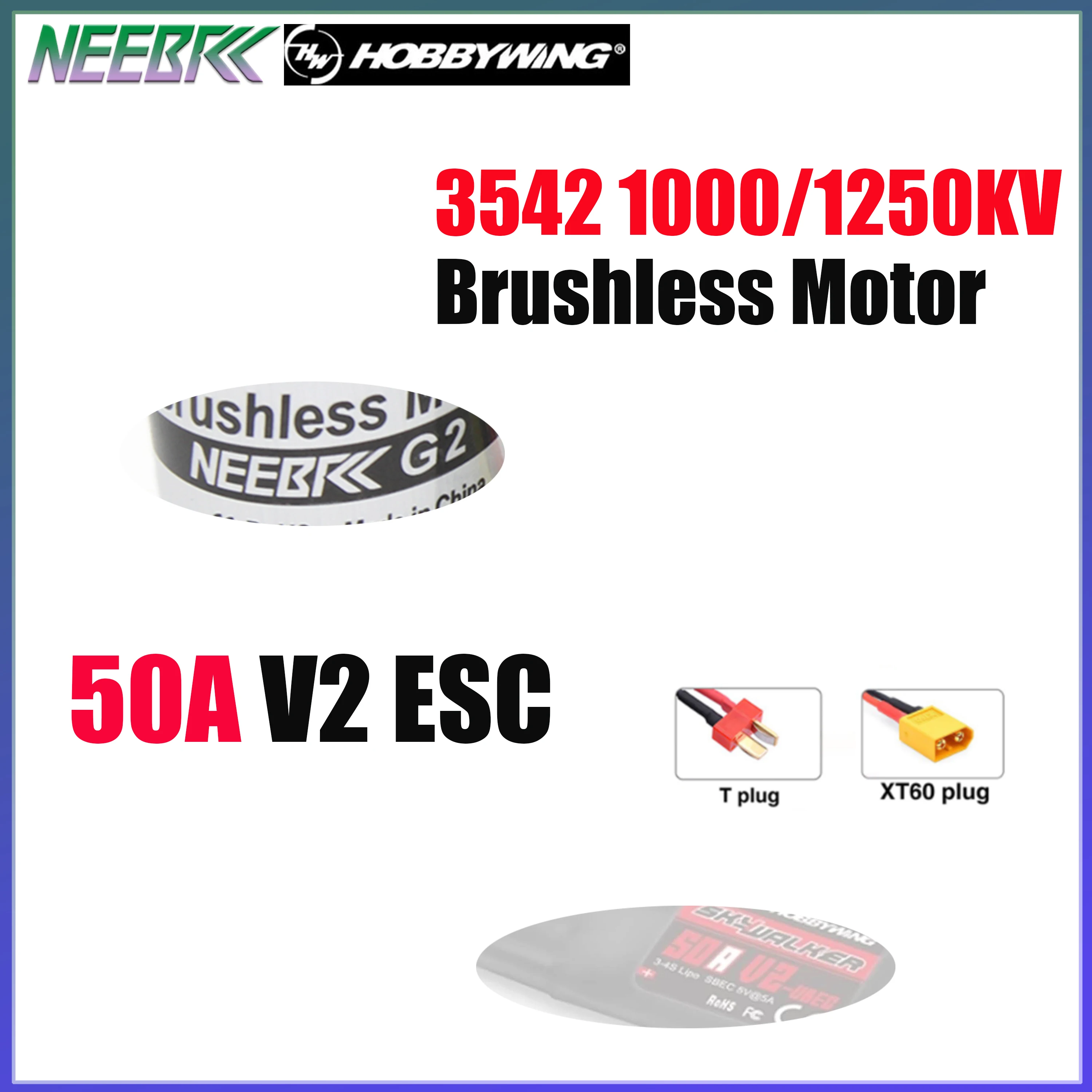 NEEBRC 3542 1000/1250KV Brushless Motor 50A ESC V2 Speed Controller for RC Airplane Fixed-wing Multicopter Drone Plane Toy Part