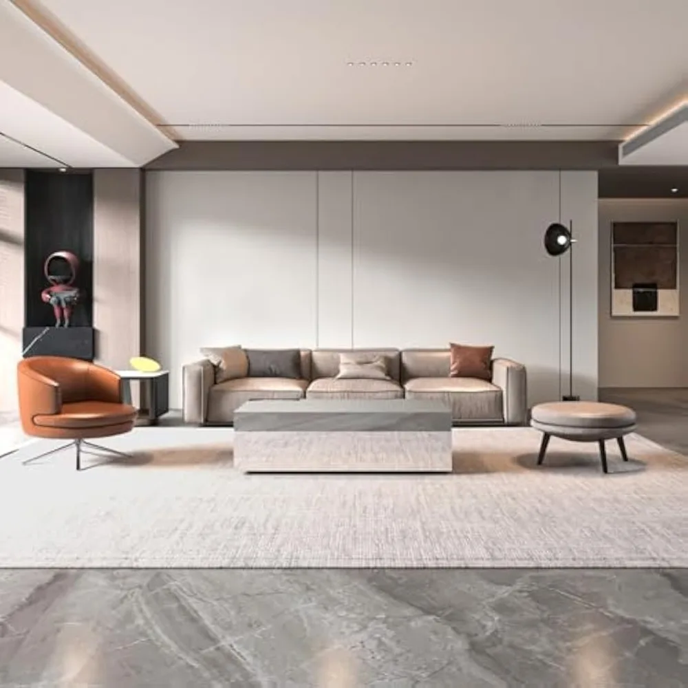 طاولة قهوة معكوسة لغرفة المعيشة، طاولة قهوة زجاجية حديثة مقاس 47.2 بوصة مع سطح من الزجاج المقسى، طاولة مركزية مستطيلة ممتازة