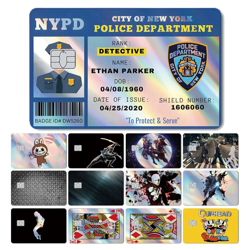 

Волшебная акула, ниндзя, металлический покер, король, королева, блестящая лазерная голографическая наклейка на кожу для кредитной дебетовой карты