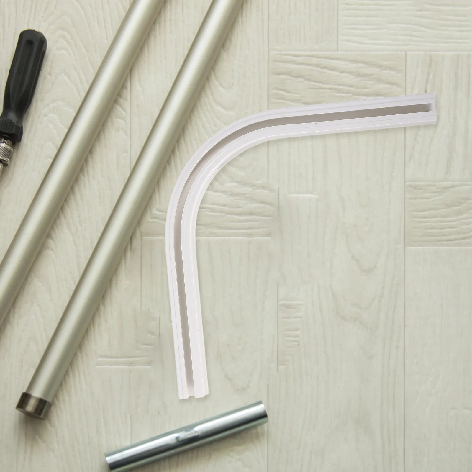 Riel Adhesivo para Cortinas de Techo y Pared, Funcionamiento Silencioso, Guía de Esquina Suave, para Hogar, Oficina, Baño, RV, Moderno