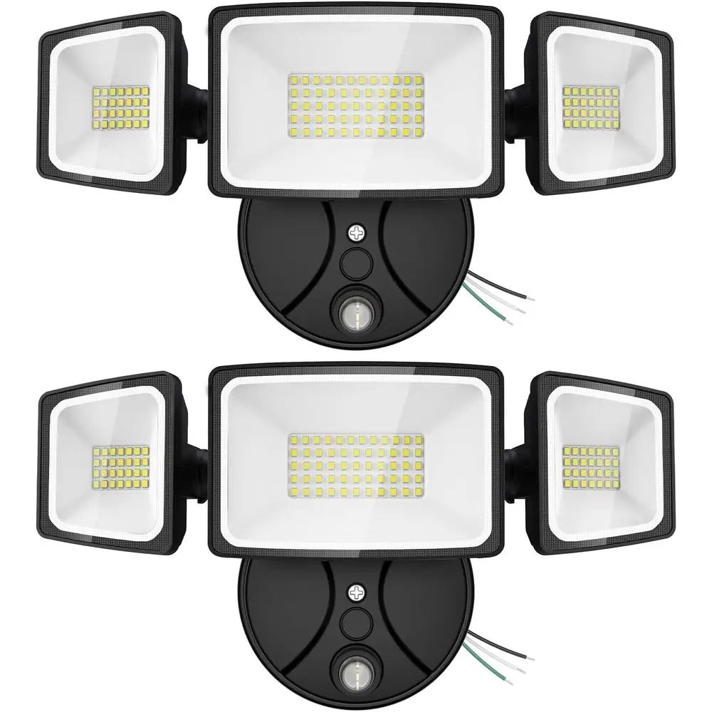 

55W LED Dusk to Dawn Outdoor Lighting, 2 Packs 6000LM Exterior Flood Lights, IP65 Waterproof Outdoor 3 Adjustable Photocell Blac