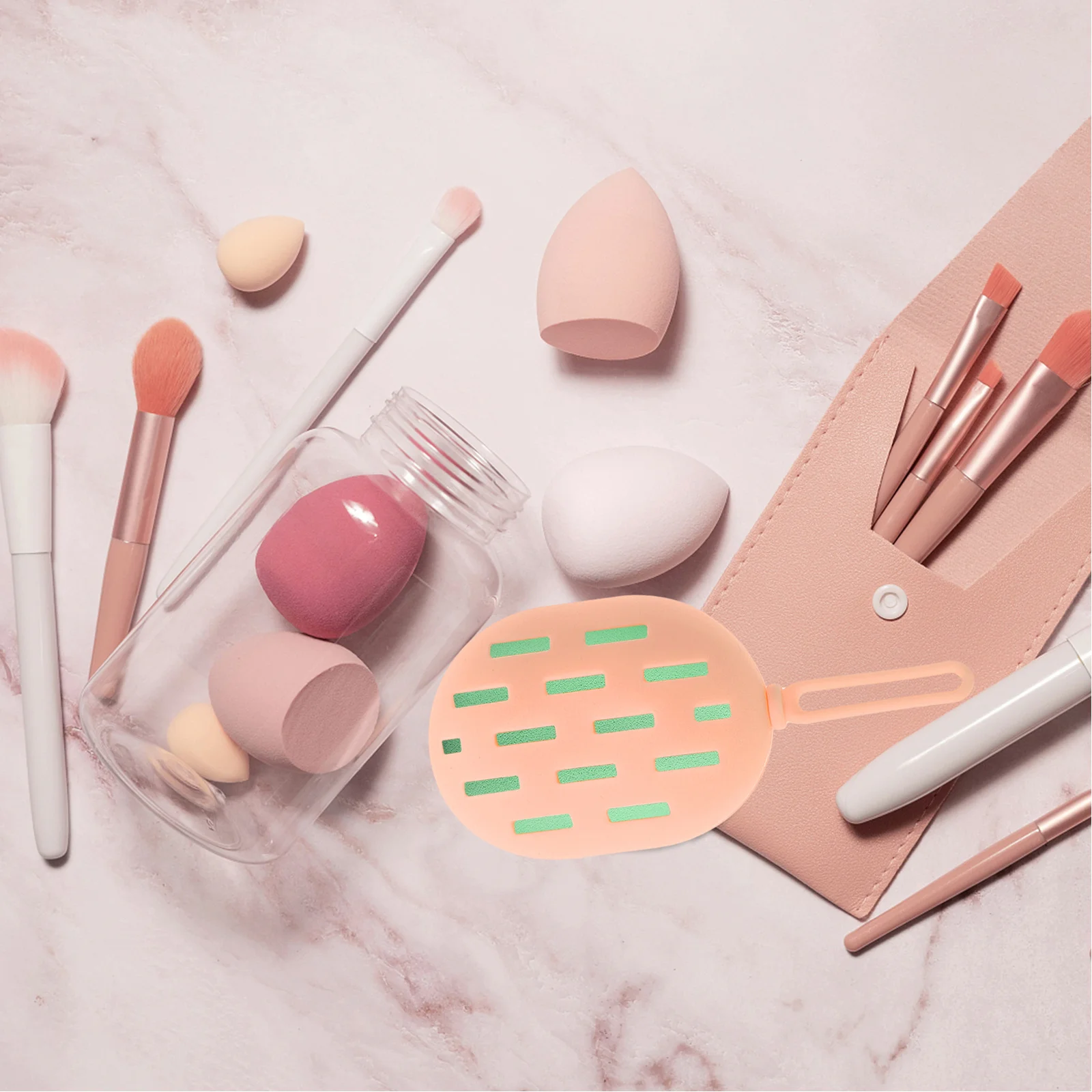 Caja de esponja de maquillaje de silicona, diseño transpirable, soporte ligero para esponja de belleza, estuche de almacenamiento para licuadora de maquillaje de viaje