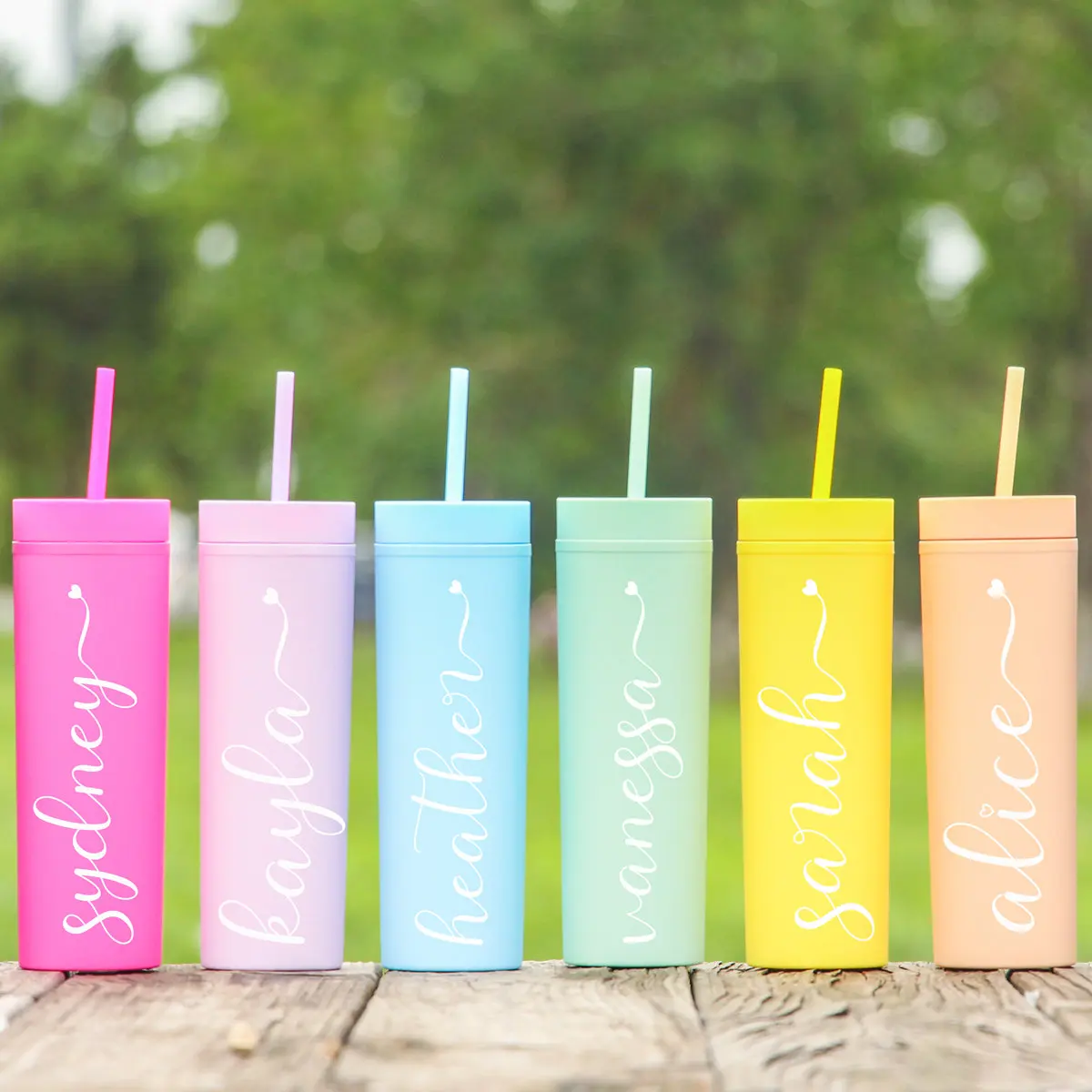 Personalized Tumbler with Same Lid and Straw, Acrylic Water Bottle, Skinny Tumblers, Pastel Matte Tumbler, Bridesmaid Gift,16 oz