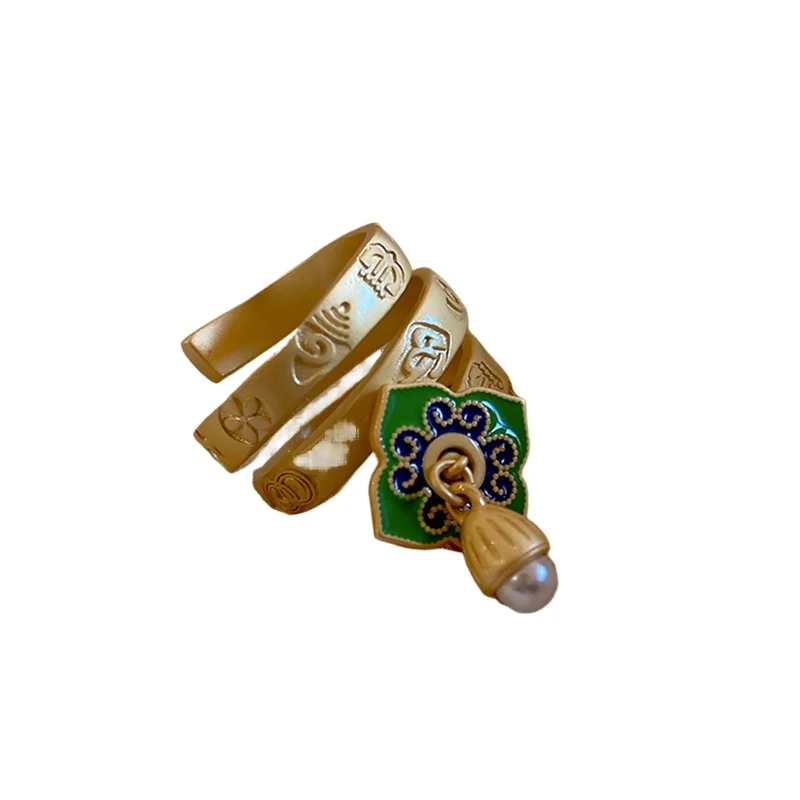 

H Guochao enamel painted pearl ring women's unique index finger ring popular fashion ring