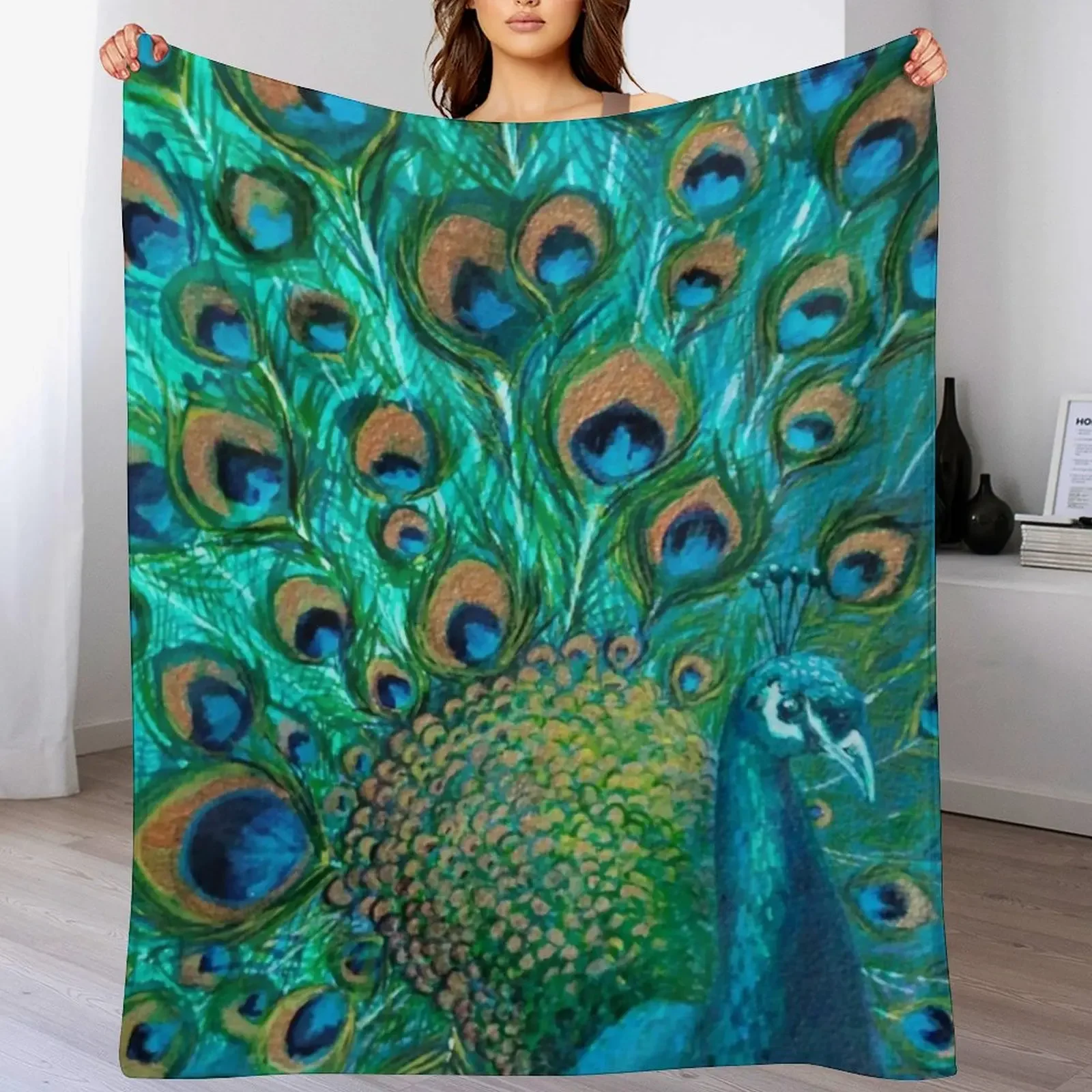 Цветное одеяло с павлином, одеяла на Хэллоуин