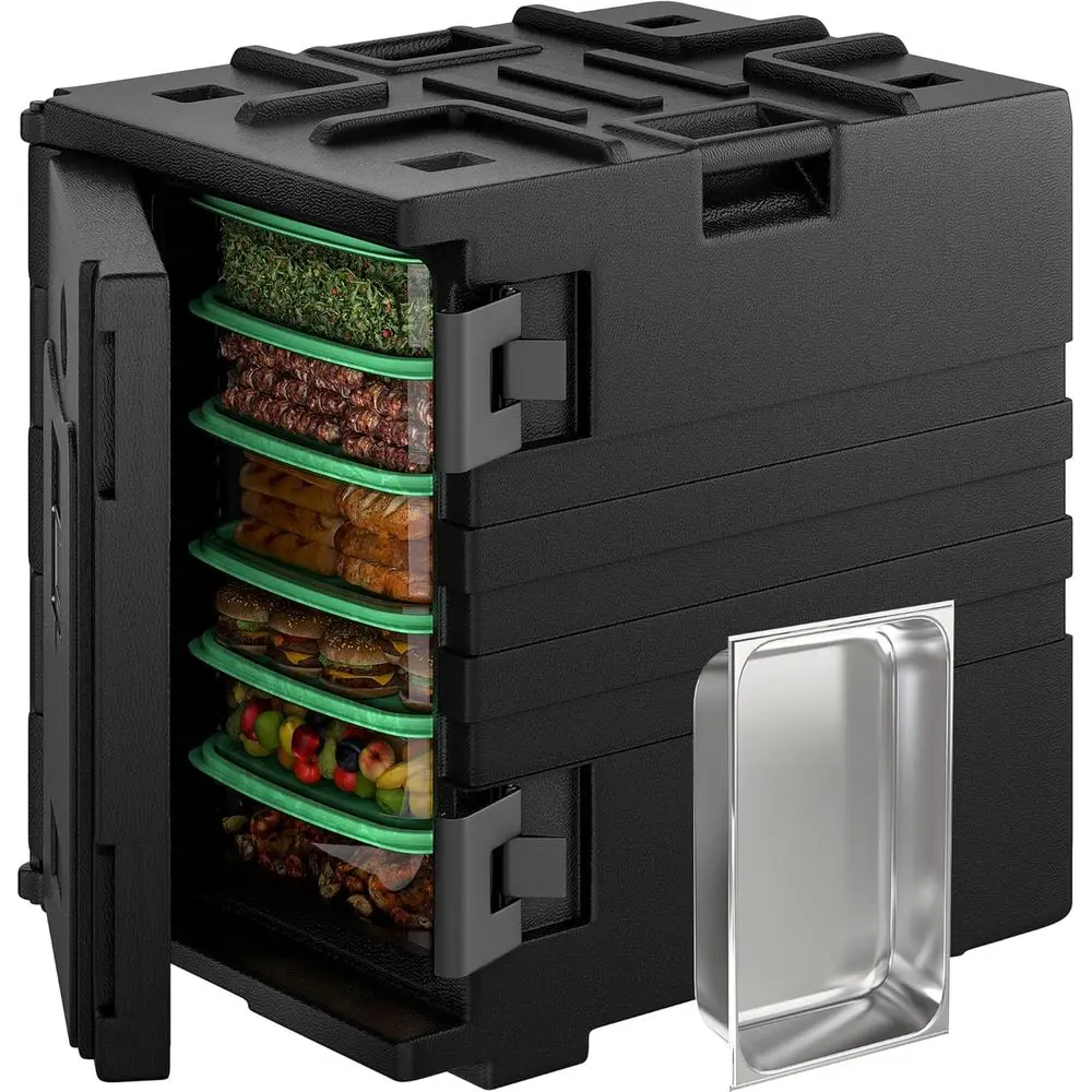 

Large 95 Qt Insulated Food Carrier with Stainless Steel Pan, Swivel Casters for Catering and Restaurant Use