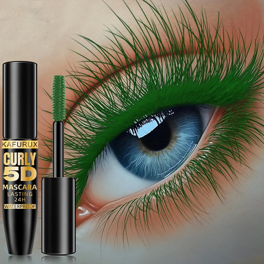 Máscara de pestañas de seda 5D de 9 colores con ojos grandes, resistente al agua, alargada, a prueba de sudor, de larga duración, púrpura, verde, negro, maquillaje coreano