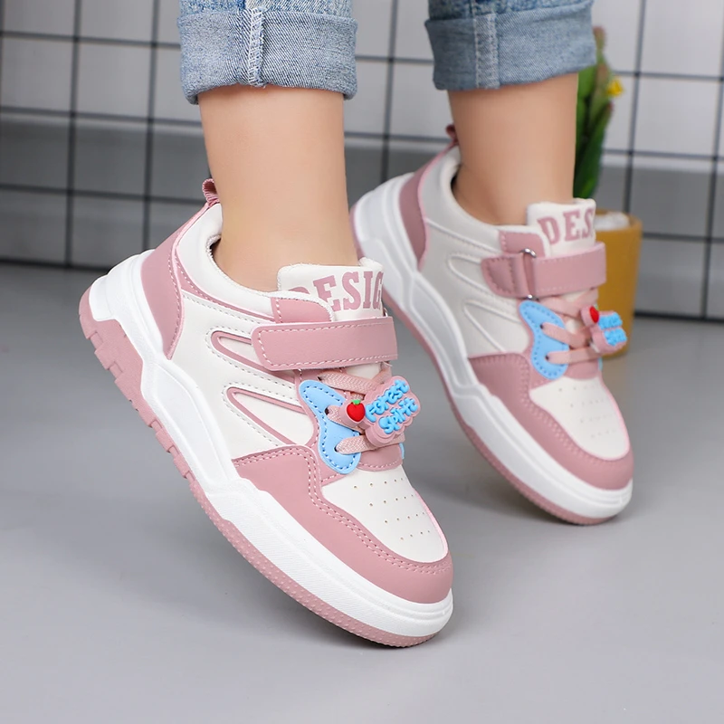 Fashion Cute Kids Shoes Girls Boys Leather Sport Sneakers Children Outdoor Casual Running Shoes School Student Anti-skid Shoes