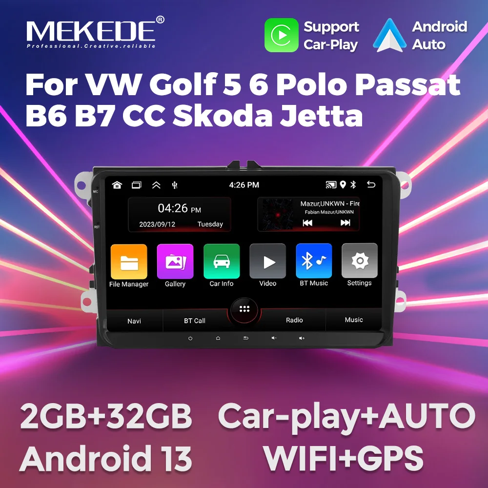 MEKEDE 9 Inch Carplay Screen For VW Volkswagen Passat B7 B6 Golf Touran Polo Tiguan Jetta Auto Radio Multimedia 2 Din Stereo