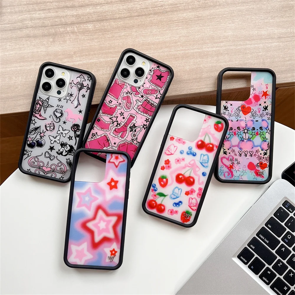 Wildflower 3D Girls bow high heels phone Case for iPhone 15 14 13 12 Pro Max 14pro 15pro lns Korea style shockproof Cover