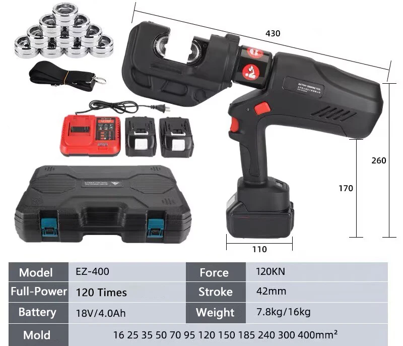 Rechargeable Hydraulic Pliers EZ-300/400 Continuous Crimping Model Terminal Crimping Machine Electric Wire Crimping Pliers