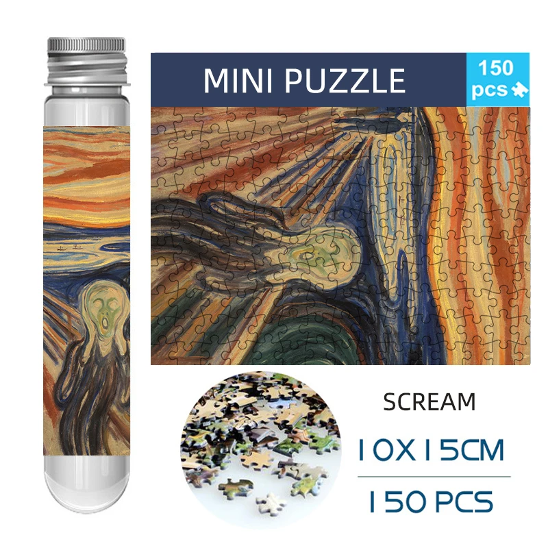 Mini-Reagenzglas-Puzzle für Erwachsene, The Scream-Puzzle, berühmtes Gemälde, lustiges und pädagogisches Spiel, Heim-Display, Geburtstags- und Festival-Geschenke