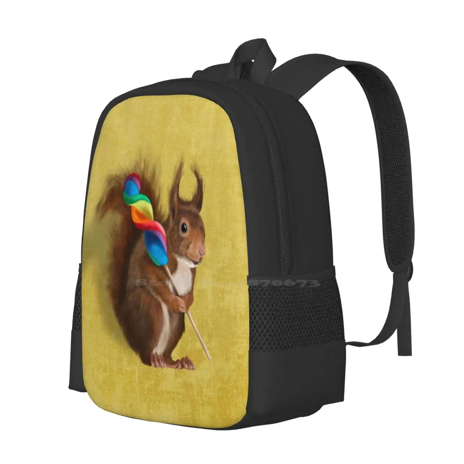 Squirrel With Lollipop Hot Sale Backpack Fashion Bags Squirrel Art Squirrel Illustration Lollipop Squirrel Home Squirrel