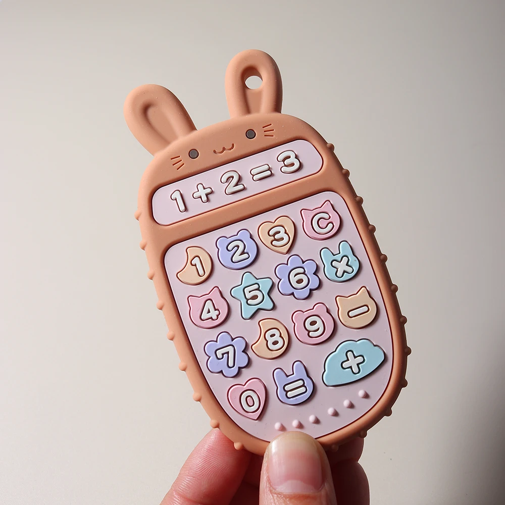 New Bunny Shape Silicone Teether Food Grade Calculator Button Baby Teething Toy