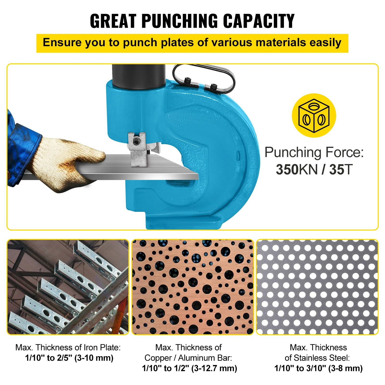 SucceBuy CH-70 Hydraulic Hole Punching Tool 35T Hole Digger Force Puncher Smooth Hole Puncher Iron Plate Copper Bar