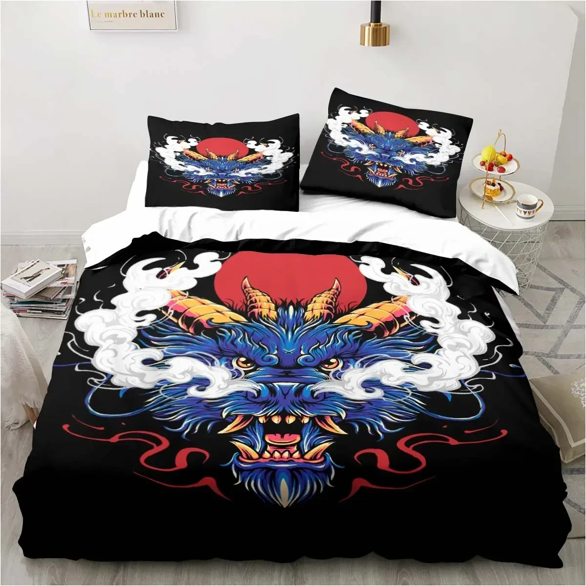 

Dragon pattern three-piece set, home decoration suite bedroom bedding delicate quilt pillowcase delicate birthday gift