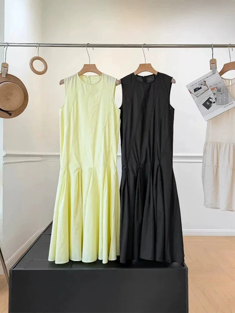

Dave&di Casual Style Linen Blend Pleated Long Dress Woman Clothes Dress Elegant Party Dresses Vestidos Women's Dress