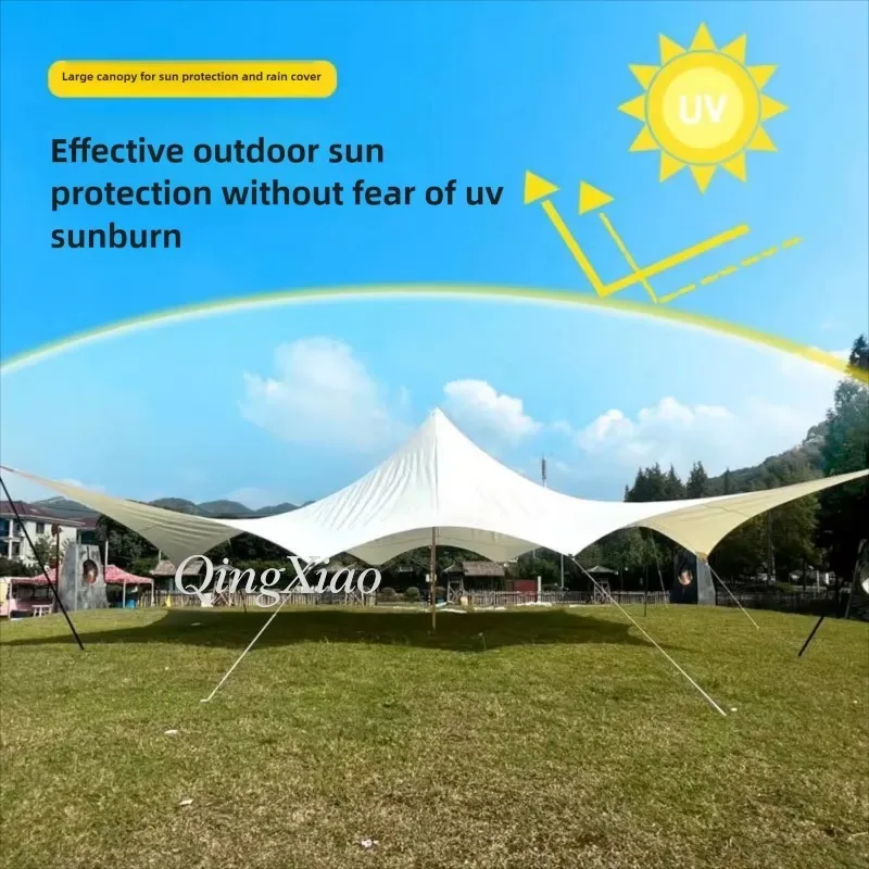 Large Shade Sail Canopy Waterproof & UV Resistant Sun Protection Awning Big Space Shelter for Camping Party Backyard Lawn