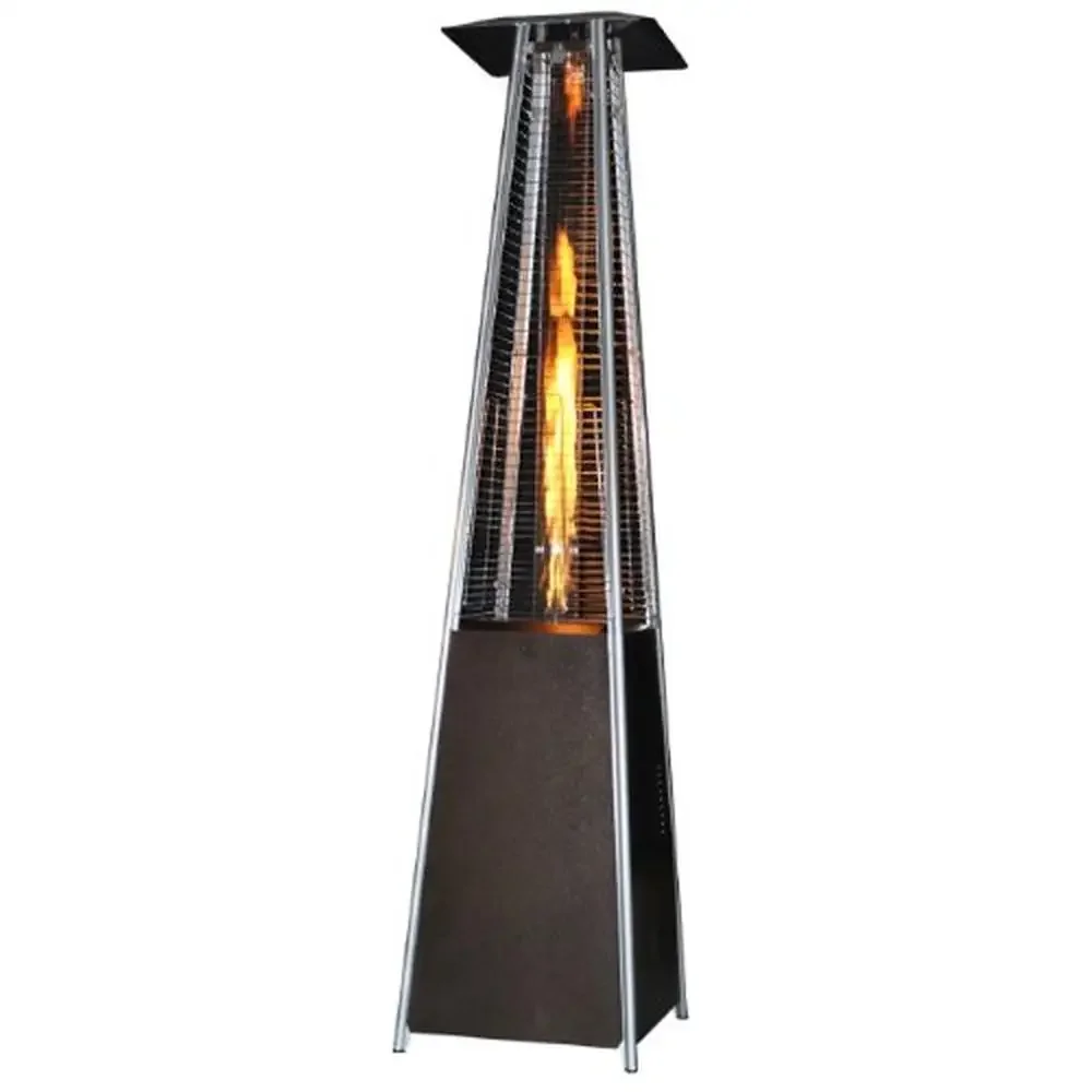 International SUNH0 Contemporary Square Design Portable Propane Patio Heater with Decorative Variable Flame Golden Hammered