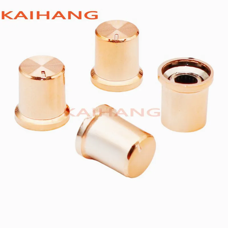 10PCS 14.5*15.5MM plastic plated knob rose gold Potentiometer knob sound card Amplifier volume Knob cap Flower Shaped Hole 6mm