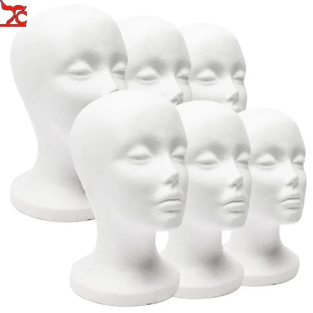 1Pc Female Styrofoam Foam Mannequin Practical Foam Female Mannequin Head Wigs Glasses Cap Display Holder Stand Model Lightweight
