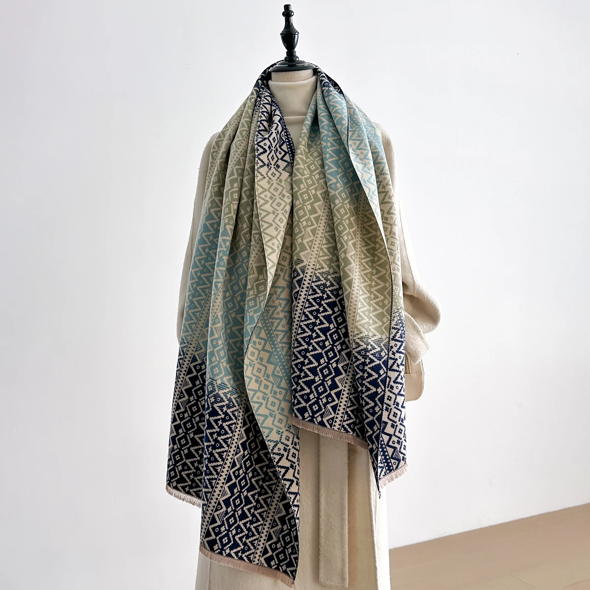 女性の高級ブランドパシュミナショールラップスカーフ冬暖かい模 - Cashmere Pashmina Wrap のレビューと価格