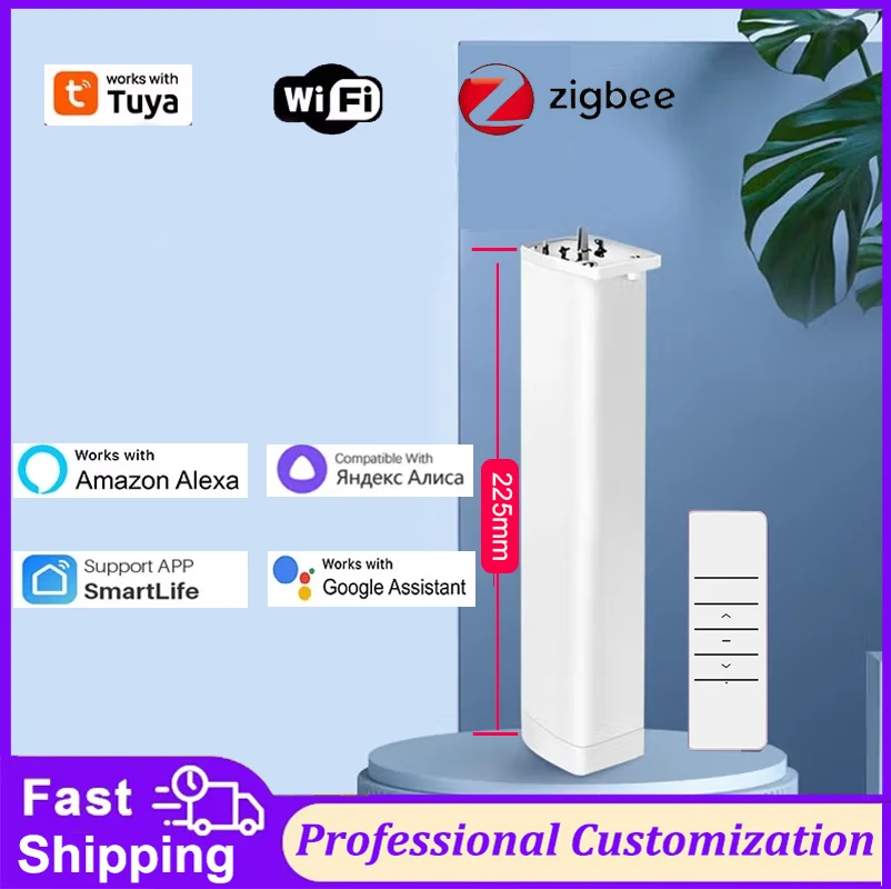 

Tuya Wifi/Zigbee Smart Electric Curtain Shutter Motor 22.5CM with RF Remote APP Control Alexa Google Assistant SmartThings