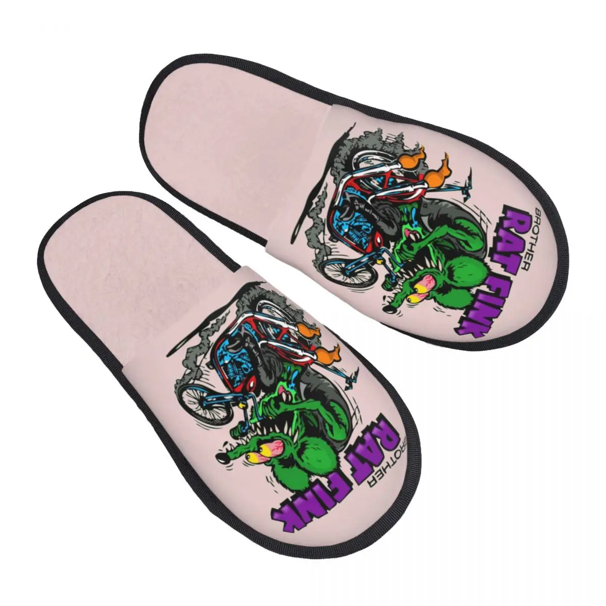 شباشب ريت فينك المريحة مع شباشب من الإسفنج الذكي للنساء أحذية منزلية لغرفة النوم برسوم كرتونية