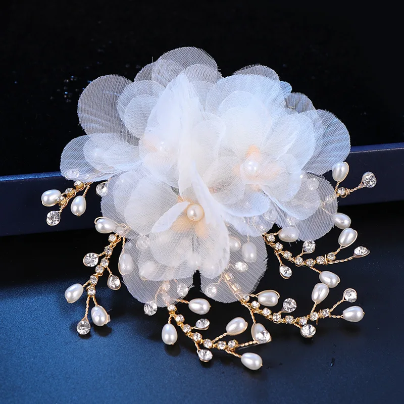 Crystal Pearl Flower Hair Clip Hairpin For Women Bride Rhinestone Bridal Wedding Hair Accessories Jewelry Clip Pin Headband Gift