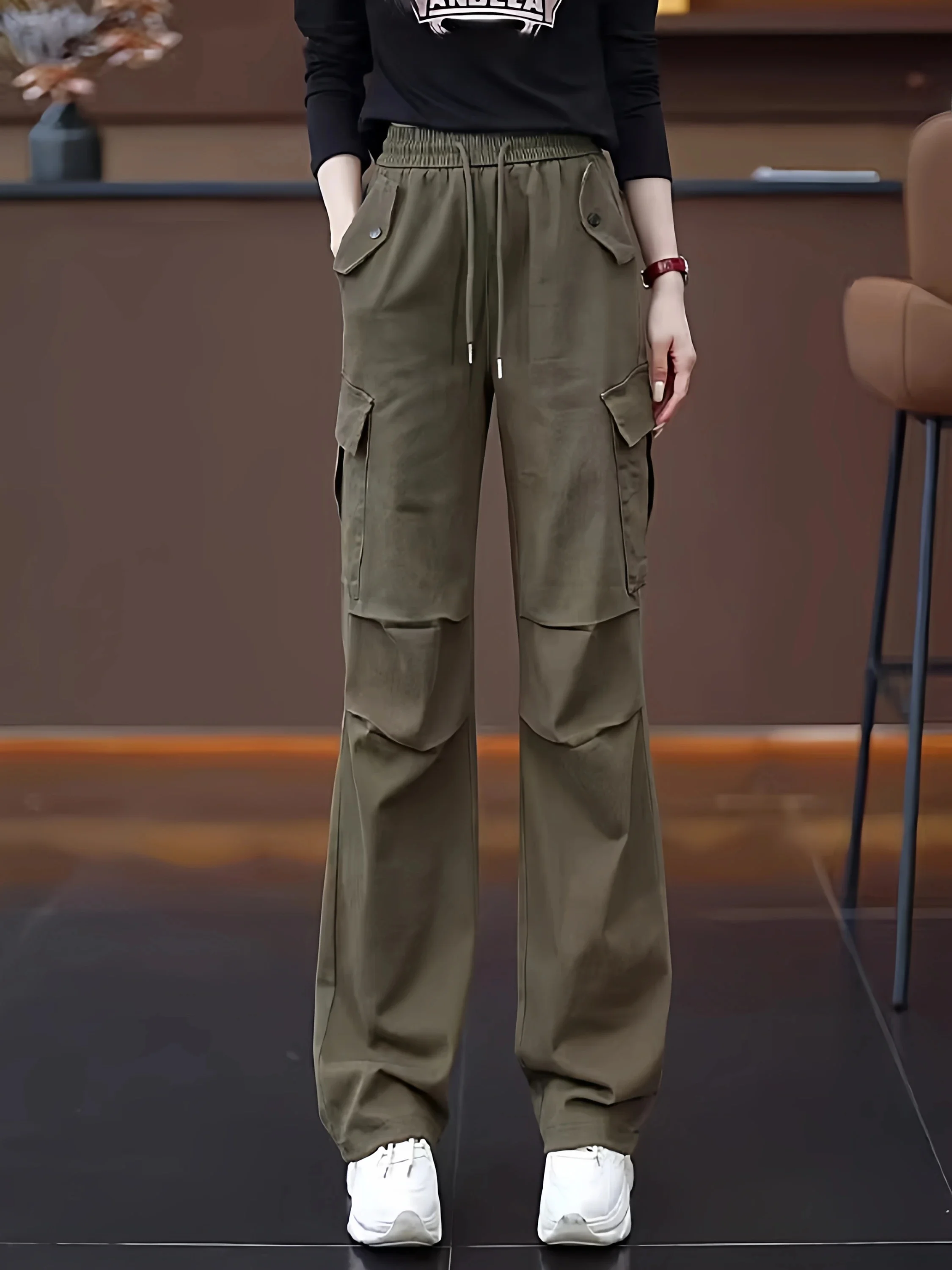 

High Waist Loose Fit Casual Hiking Trousers for Women Summer Straight Leg Wide Leg Pants Slimming Effect Casual Wear