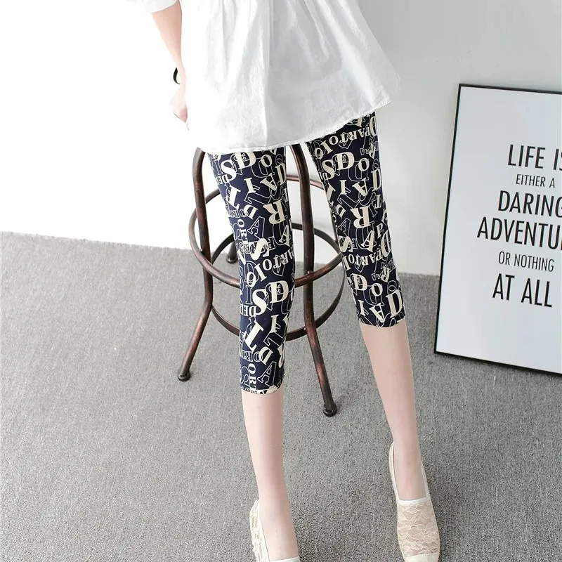 Cropped Legging Women High Waist Fitness Leggings Women Printing Milk Silk Leggings Women Pants SA0011