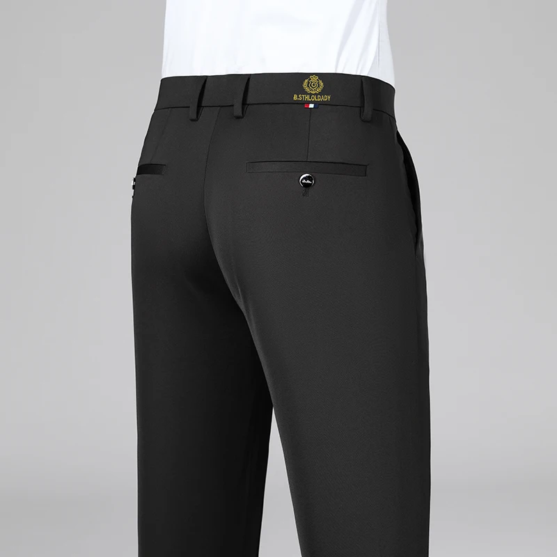 2026 Fashion Men's Stretch Pants Flat Front Formal Dress Pants Black Navy Office Work Pants for Business Party Commuting - view 6
