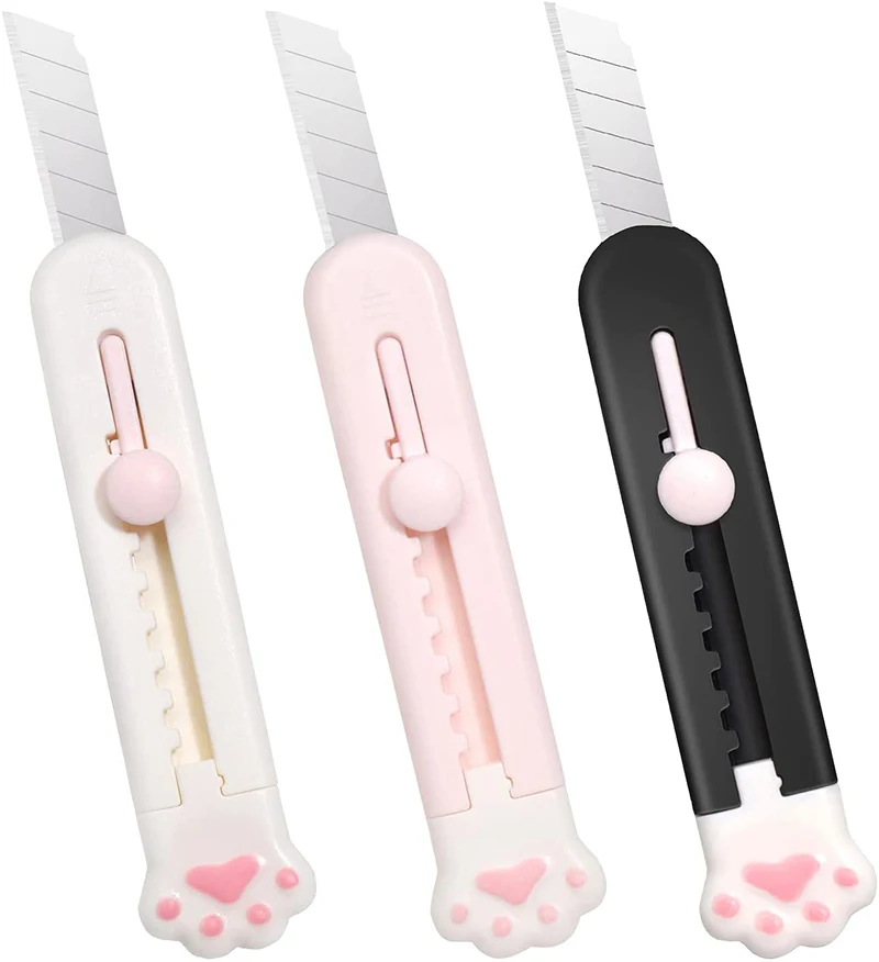 Zoecor Kawaii Tiện Ích Mini Mèo Paw Нож Nghệ Thuật Hộp Dao Cắt Giấy Dễ Thương Văn Phòng Phẩm Lưỡi Dao Chữ Dụng Cụ Mở Trường Vật Dụng Văn Phòng