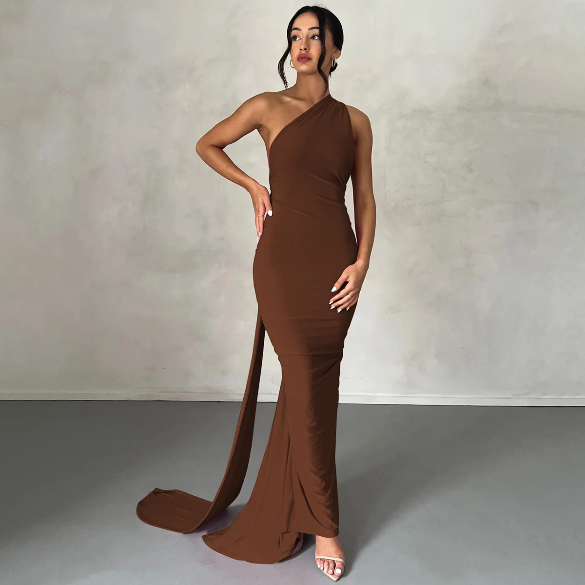 Hugcitar One Shoulder Backless Adjustable Scarf Loop Ruched Sexy Maxi Dress Women Elegant Y2K Streetwear Festival Outfit 285 S69a876fa98e54804a2b443518bdff99cU