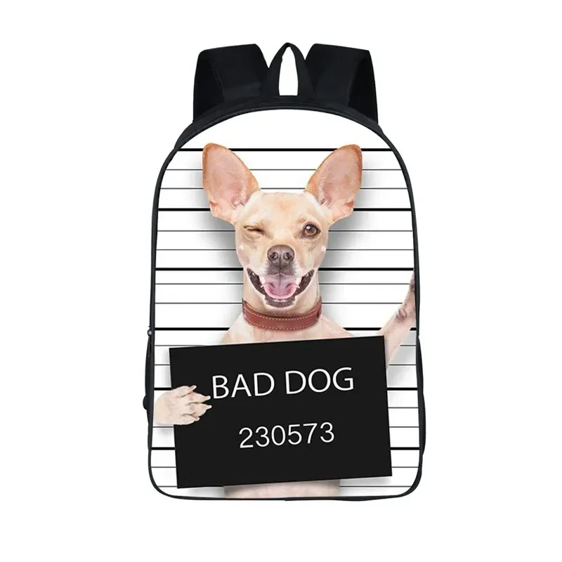 Sac à dos décontracté imprimé Bad Dog pour hommes et femmes, sac à dos de rangement de voyage, sacs d'école pour enfants, sacs à dos pour adolescents, filles et garçons, cadeau drôle